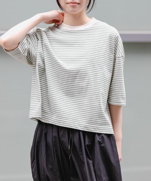 FORK&SPOON(フォークアンドスプーン)の「FORK&SPOON マルチボーダーTシャツ(Tシャツ/カットソー・レディース・レッド/グリーン/チャコールグレー・1)」の7枚目の写真