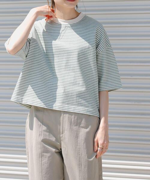 FORK&SPOON(フォークアンドスプーン)の「FORK&SPOON マルチボーダーTシャツ(Tシャツ/カットソー・レディース・レッド/グリーン/チャコールグレー・1)」の12枚目の写真