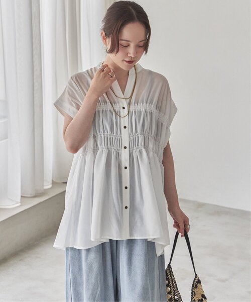 LBC(エルビーシー)の「シャーリングチュニックブラウス(シャツ/ブラウス・レディース・パープル/チャコール/グリーン/ホワイト・M)」の9枚目の写真