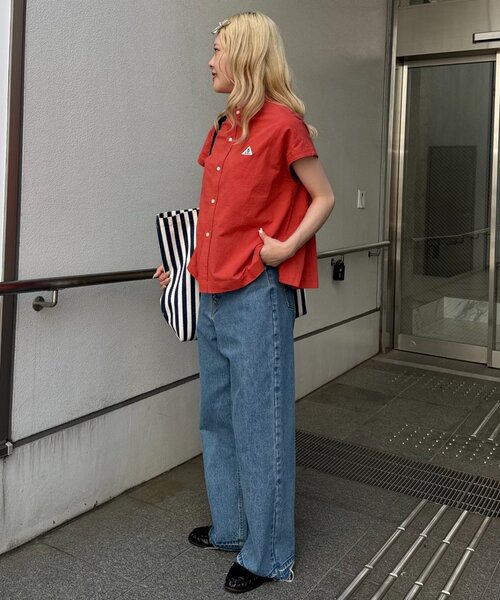 GEVACO（ゲバコ）の「【GEVACO/ゲバコ】フレンチスリーブバンドカラーシャツ（シャツ/ブラウス・レディース・ブラック/オレンジ/ベージュ・ONE SIZE）」の7枚目の写真