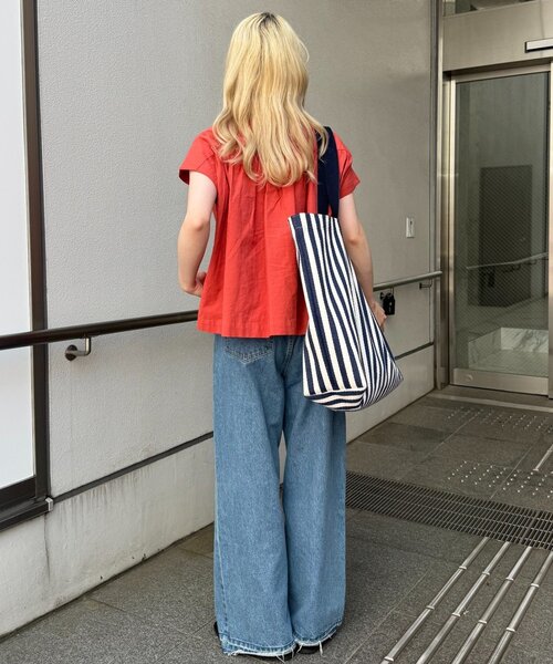 GEVACO（ゲバコ）の「【GEVACO/ゲバコ】フレンチスリーブバンドカラーシャツ（シャツ/ブラウス・レディース・ブラック/オレンジ/ベージュ・ONE SIZE）」の9枚目の写真