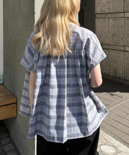 GEVACO（ゲバコ）の「【GEVACO/ゲバコ】フレンチスリーブバンドカラーシャツ（シャツ/ブラウス・レディース・ブラック/オレンジ/ベージュ・ONE SIZE）」の14枚目の写真