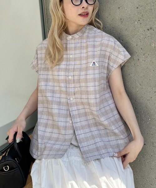 GEVACO（ゲバコ）の「【GEVACO/ゲバコ】フレンチスリーブバンドカラーシャツ（シャツ/ブラウス・レディース・ブラック/オレンジ/ベージュ・ONE SIZE）」の18枚目の写真