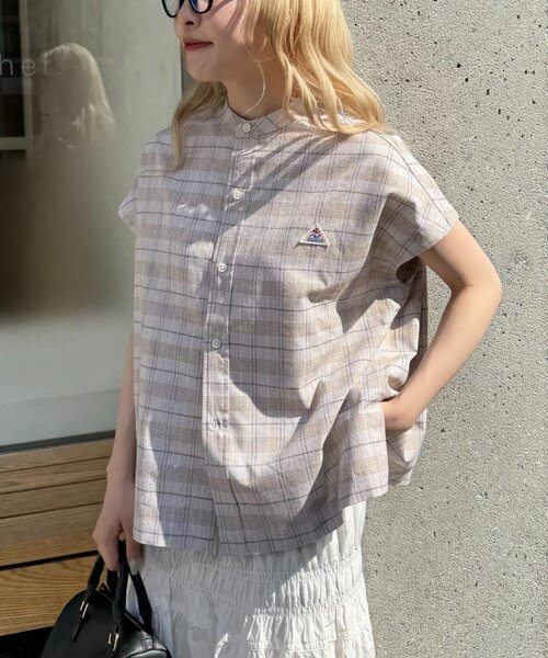 GEVACO（ゲバコ）の「【GEVACO/ゲバコ】フレンチスリーブバンドカラーシャツ（シャツ/ブラウス・レディース・ブラック/オレンジ/ベージュ・ONE SIZE）」の21枚目の写真