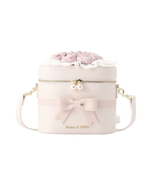 Maison de FLEUR(メゾンドフルール)の「ローズブーケキューブショルダーバッグ(ショルダーバッグ・レディース・アイボリー/ピンク・FREE)」の6枚目の写真
