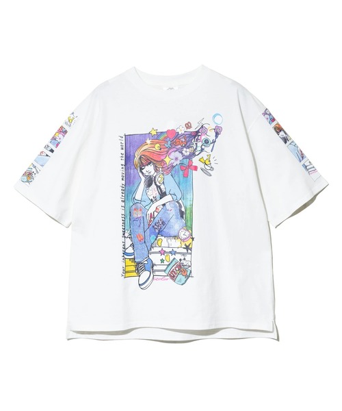 ScoLar(スカラー)の「ScoLar/スカラー 女の子コミック柄 TEE(Tシャツ/カットソー・レディース・ホワイト/ブラック・FREE)」の3枚目の写真