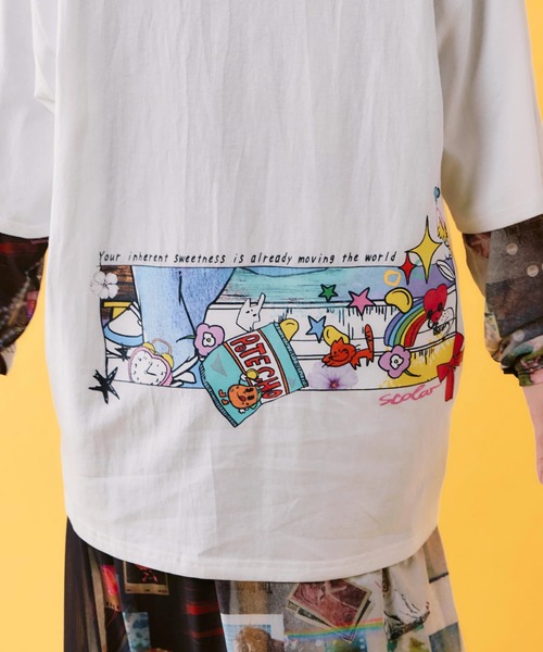 ScoLar(スカラー)の「ScoLar/スカラー 女の子コミック柄 TEE(Tシャツ/カットソー・レディース・ホワイト/ブラック・FREE)」の9枚目の写真