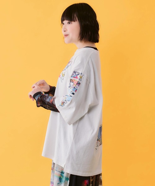 ScoLar(スカラー)の「ScoLar/スカラー 女の子コミック柄 TEE(Tシャツ/カットソー・レディース・ホワイト/ブラック・FREE)」の11枚目の写真