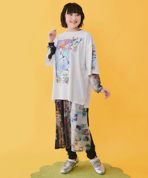 ScoLar(スカラー)の「ScoLar/スカラー 女の子コミック柄 TEE(Tシャツ/カットソー・レディース・ホワイト/ブラック・FREE)」の12枚目の写真