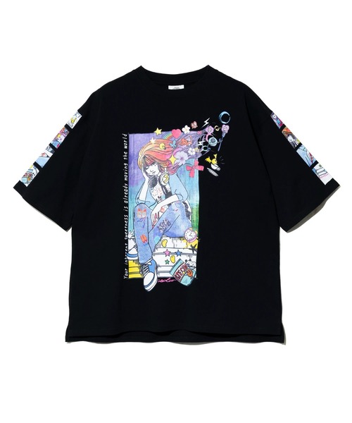 ScoLar(スカラー)の「ScoLar/スカラー 女の子コミック柄 TEE(Tシャツ/カットソー・レディース・ホワイト/ブラック・FREE)」の14枚目の写真
