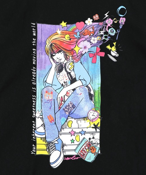 ScoLar(スカラー)の「ScoLar/スカラー 女の子コミック柄 TEE(Tシャツ/カットソー・レディース・ホワイト/ブラック・FREE)」の15枚目の写真