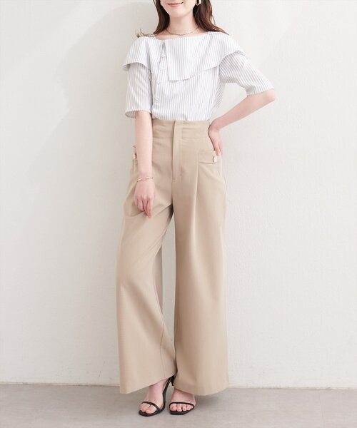 natural couture(ナチュラルクチュール)の「接触冷感マシンウォッシャブル防シワアシメネック半袖ブラウス(Tシャツ/カットソー・レディース・ピンク/その他2/その他1/ネイビー/サックスブルー・FREE)」の9枚目の写真