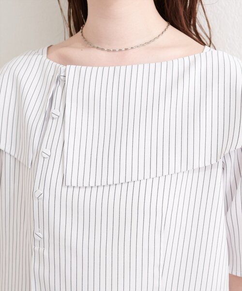 natural couture(ナチュラルクチュール)の「接触冷感マシンウォッシャブル防シワアシメネック半袖ブラウス(Tシャツ/カットソー・レディース・ピンク/その他2/その他1/ネイビー/サックスブルー・FREE)」の13枚目の写真