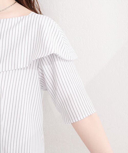 natural couture(ナチュラルクチュール)の「接触冷感マシンウォッシャブル防シワアシメネック半袖ブラウス(Tシャツ/カットソー・レディース・ピンク/その他2/その他1/ネイビー/サックスブルー・FREE)」の15枚目の写真