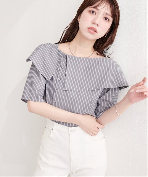 natural couture(ナチュラルクチュール)の「接触冷感マシンウォッシャブル防シワアシメネック半袖ブラウス(Tシャツ/カットソー・レディース・ピンク/その他2/その他1/ネイビー/サックスブルー・FREE)」の19枚目の写真