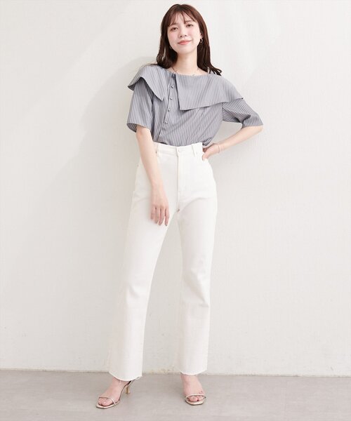 natural couture(ナチュラルクチュール)の「接触冷感マシンウォッシャブル防シワアシメネック半袖ブラウス(Tシャツ/カットソー・レディース・ピンク/その他2/その他1/ネイビー/サックスブルー・FREE)」の21枚目の写真