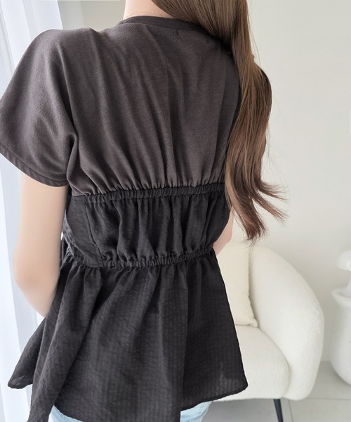 mily bilet(ミウィビレット)の「【mily bilet】忙しい朝も悩まない、初夏の一軍トップス。リボンビスチェドッキングTシャツ (半袖)(Tシャツ/カットソー・レディース・ブラック/グレー/チャコール・MEDIUM/X-LARGE/LARGE/SMALL)」の14枚目の写真