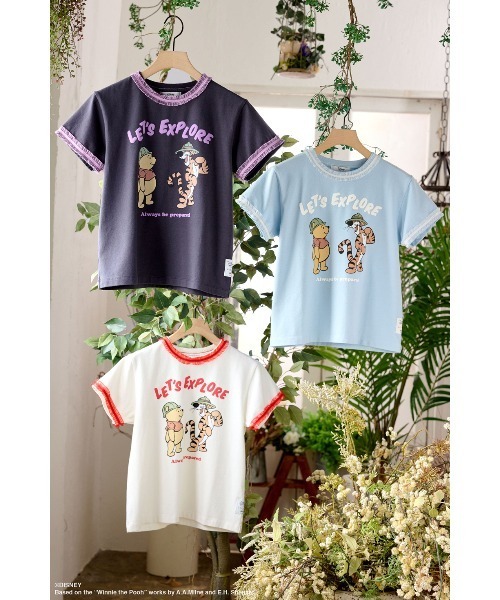 Disney SERIES CREATED by MUS(ディズニーシリーズクリエイテッドバイエムユーエス)の「MD LET'S EXPLORE Tシャツ / POOH(Tシャツ/カットソー・レディース・ライトブルー/オフホワイト/ライトブラック・FREE)」の7枚目の写真