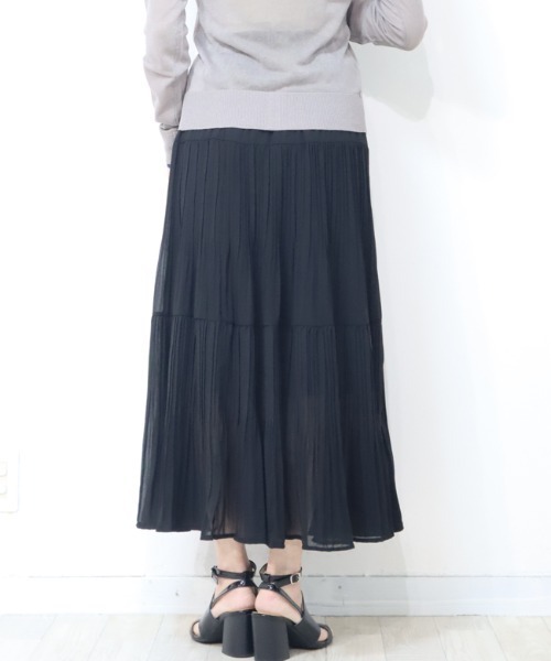 DISKEEN SURE(ディスキーンシュアー)の「ひらっと揺れる プリーツティアードスカート(スカート・レディース・ラベンダー/アイボリー/ブルー/ベージュ/ブラック・FREE)」の18枚目の写真