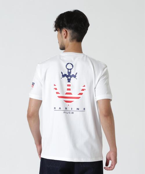 muta marine(ムータ・マリン)の「muta MARINE/ムータ マリン/イカリUSATee(Tシャツ/カットソー・メンズ・ホワイト/ネイビー・7/6/5)」の1枚目の写真