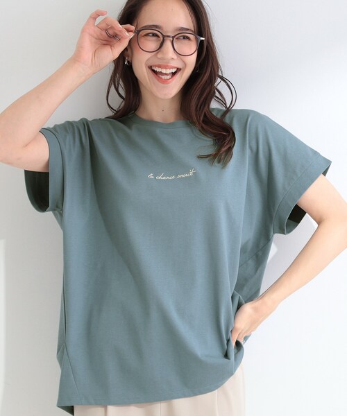 SHOO・LA・RUE(シューラルー)の「【汗じみ防止/ひんやり/S-LL】インせず着られる 刺繍ロゴTシャツ(Tシャツ/カットソー・レディース・ホワイト/ブルー/ダークグレー/ブラック/ブラウン系その他/イエロー系その他・02/01/04/03)」の5枚目の写真