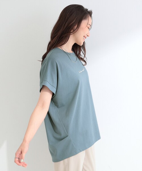SHOO・LA・RUE(シューラルー)の「【汗じみ防止/ひんやり/S-LL】インせず着られる 刺繍ロゴTシャツ(Tシャツ/カットソー・レディース・ホワイト/ブルー/ダークグレー/ブラック/ブラウン系その他/イエロー系その他・02/01/04/03)」の13枚目の写真