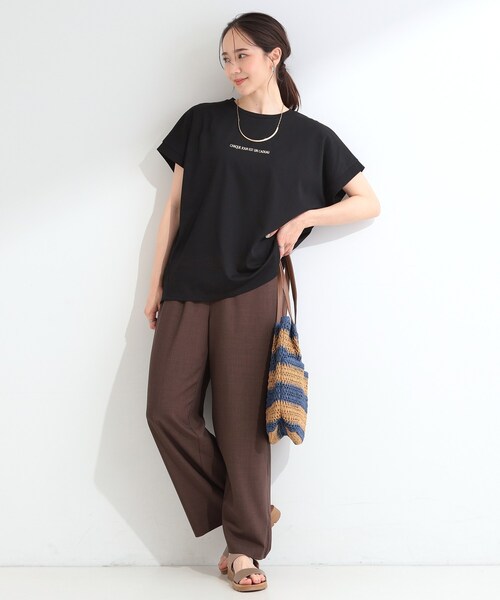 SHOO・LA・RUE(シューラルー)の「【汗じみ防止/ひんやり/S-LL】インせず着られる 刺繍ロゴTシャツ(Tシャツ/カットソー・レディース・ホワイト/ブルー/ダークグレー/ブラック/ブラウン系その他/イエロー系その他・02/01/04/03)」の18枚目の写真