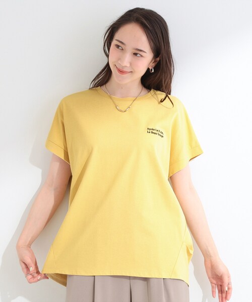 SHOO・LA・RUE(シューラルー)の「【汗じみ防止/ひんやり/S-LL】インせず着られる 刺繍ロゴTシャツ(Tシャツ/カットソー・レディース・ホワイト/ブルー/ダークグレー/ブラック/ブラウン系その他/イエロー系その他・02/01/04/03)」の20枚目の写真