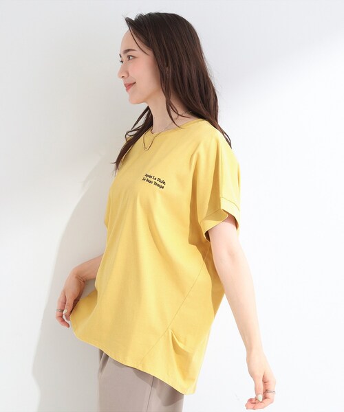 SHOO・LA・RUE(シューラルー)の「【汗じみ防止/ひんやり/S-LL】インせず着られる 刺繍ロゴTシャツ(Tシャツ/カットソー・レディース・ホワイト/ブルー/ダークグレー/ブラック/ブラウン系その他/イエロー系その他・02/01/04/03)」の21枚目の写真