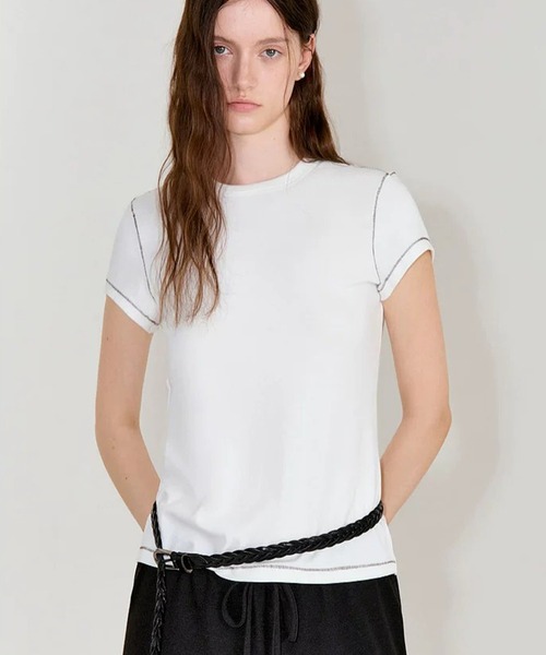 Fano Studios(ファノ ストゥディオズ)の「配色ステッチ ショルダーフィット Tシャツ FX26S413【Fano Studios】【2026SS】(Tシャツ/カットソー・レディース・グレー/ホワイト・L/M/S)」の7枚目の写真