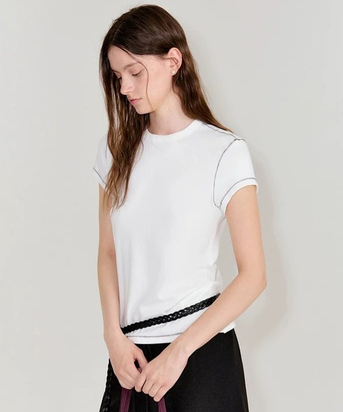 Fano Studios(ファノ ストゥディオズ)の「配色ステッチ ショルダーフィット Tシャツ FX26S413【Fano Studios】【2026SS】(Tシャツ/カットソー・レディース・グレー/ホワイト・L/M/S)」の8枚目の写真