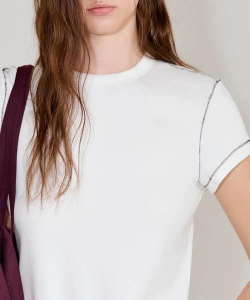 Fano Studios(ファノ ストゥディオズ)の「配色ステッチ ショルダーフィット Tシャツ FX26S413【Fano Studios】【2026SS】(Tシャツ/カットソー・レディース・グレー/ホワイト・L/M/S)」の10枚目の写真
