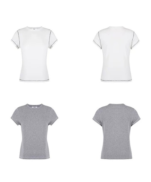 Fano Studios(ファノ ストゥディオズ)の「配色ステッチ ショルダーフィット Tシャツ FX26S413【Fano Studios】【2026SS】(Tシャツ/カットソー・レディース・グレー/ホワイト・L/M/S)」の3枚目の写真