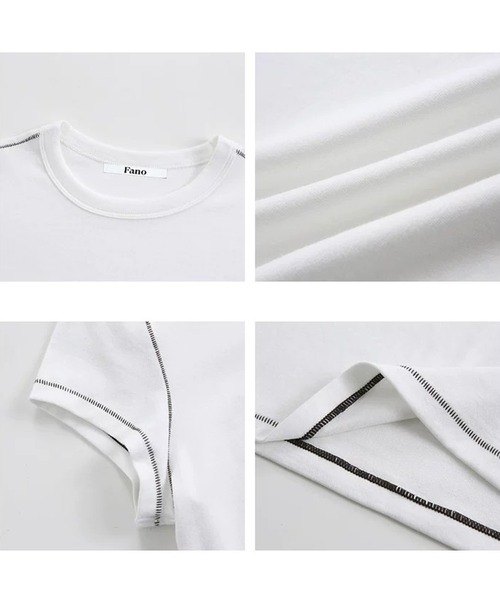Fano Studios(ファノ ストゥディオズ)の「配色ステッチ ショルダーフィット Tシャツ FX26S413【Fano Studios】【2026SS】(Tシャツ/カットソー・レディース・グレー/ホワイト・L/M/S)」の4枚目の写真