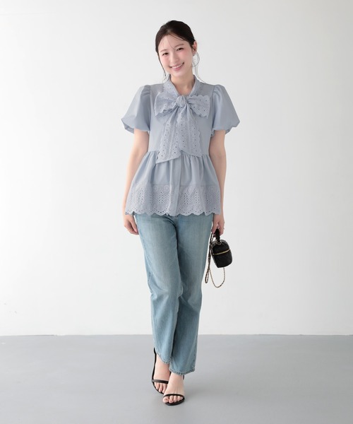 Fit more(フィットモア)の「クールタッチレースリボンタイトップス(シャツ/ブラウス・レディース・ベビーピンク/ホワイト/ライトブルー・FREE)」の20枚目の写真