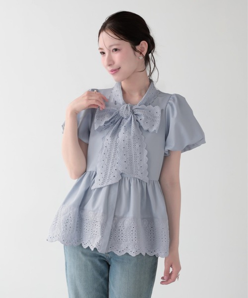 Fit more(フィットモア)の「クールタッチレースリボンタイトップス(シャツ/ブラウス・レディース・ベビーピンク/ホワイト/ライトブルー・FREE)」の21枚目の写真