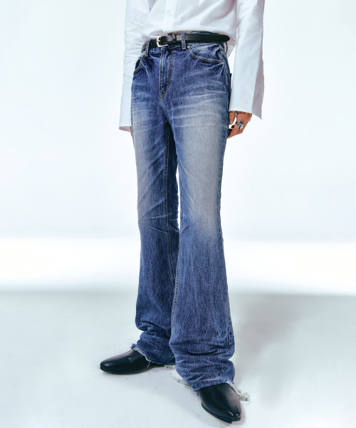 LANARCHIVE（ランアーカイブ）の「[0077] フレアラインブーツカットデニム - ブルー（デニムパンツ・メンズ・ブルー・SMALL/MEDIUM/LARGE）」の3枚目の写真