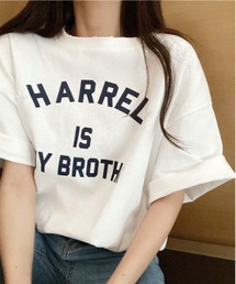 カレッジロゴオーバーサイズTシャツ 夏用半袖トップス