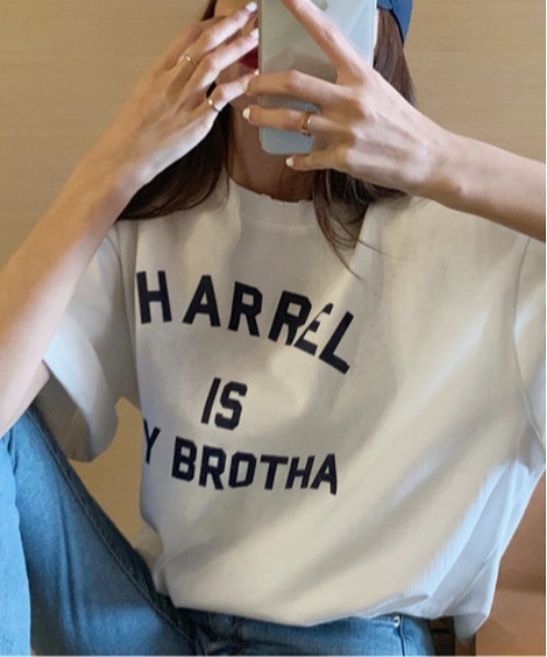 center i（センターアイ）の「カレッジロゴオーバーサイズTシャツ 夏用半袖トップス（Tシャツ/カットソー・レディース・ネイビー/ピンク/グレー/ホワイト・FREE）」の13枚目の写真