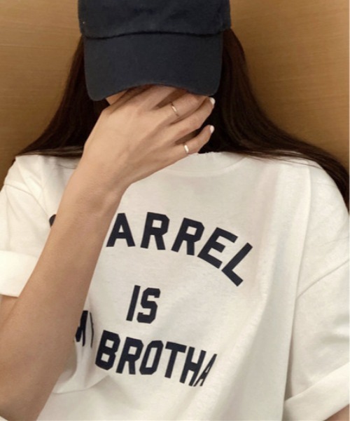 center i（センターアイ）の「カレッジロゴオーバーサイズTシャツ 夏用半袖トップス（Tシャツ/カットソー・レディース・ネイビー/ピンク/グレー/ホワイト・FREE）」の14枚目の写真