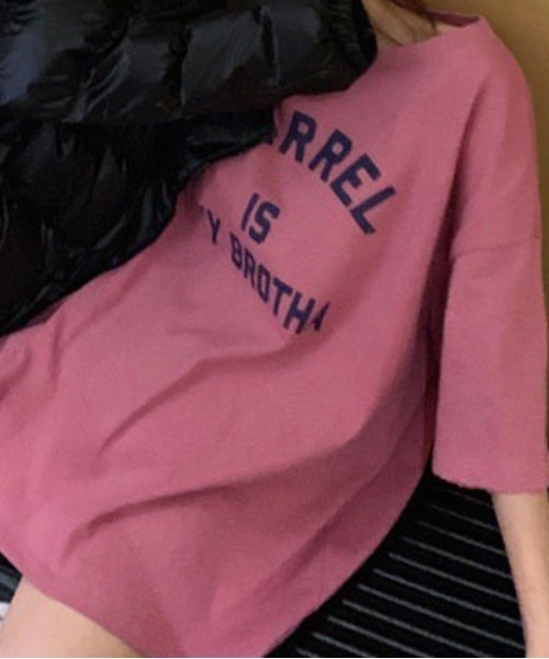 center i（センターアイ）の「カレッジロゴオーバーサイズTシャツ 夏用半袖トップス（Tシャツ/カットソー・レディース・ネイビー/ピンク/グレー/ホワイト・FREE）」の20枚目の写真