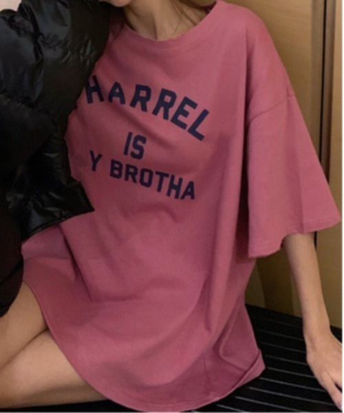 center i（センターアイ）の「カレッジロゴオーバーサイズTシャツ 夏用半袖トップス（Tシャツ/カットソー・レディース・ネイビー/ピンク/グレー/ホワイト・FREE）」の22枚目の写真