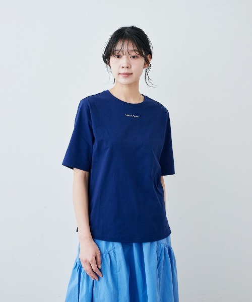 IEDIT(イディット)の「IEDIT 接触冷感加工がうれしい配色ワンポイントロゴTシャツ(Tシャツ/カットソー・レディース・ネイビー/オフホワイト/ブラック・L/S/LL/M/3L)」の3枚目の写真