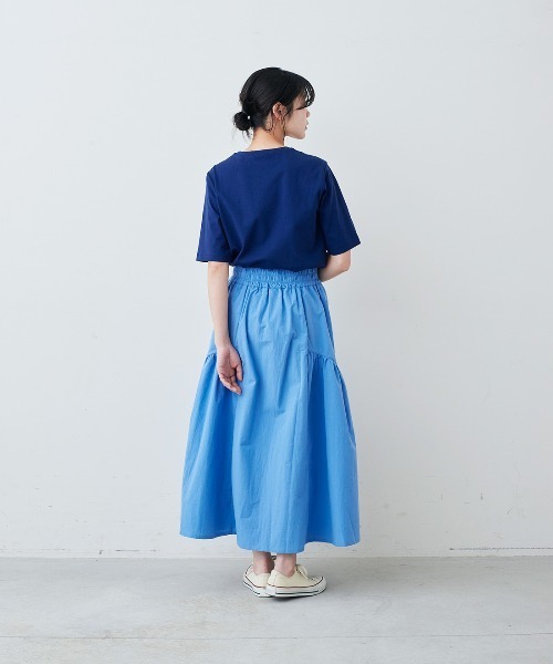 IEDIT(イディット)の「IEDIT 接触冷感加工がうれしい配色ワンポイントロゴTシャツ(Tシャツ/カットソー・レディース・ネイビー/オフホワイト/ブラック・L/S/LL/M/3L)」の8枚目の写真