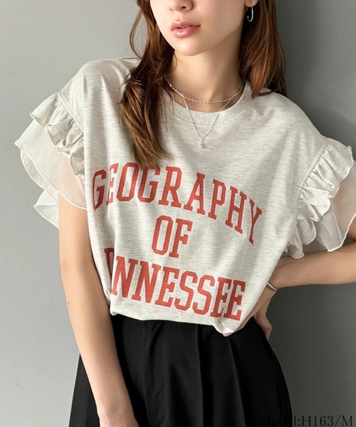 2ly2(トゥーリートゥー)の「フリルスリーブロゴTシャツ レディース カジュアルトップス(Tシャツ/カットソー・レディース・グレー/イエロー/ホワイト・FREE)」の8枚目の写真