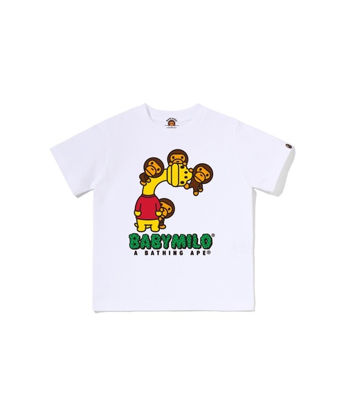 A BATHING APE(アベイシングエイプ)の「MILO DINOSAURS TEE(Tシャツ/カットソー・キッズ・ホワイト/ブラック・110/90/120/130/100/140)」の2枚目の写真