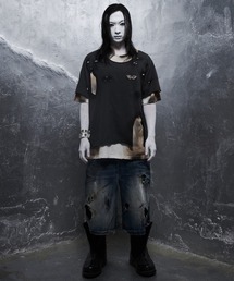 Devil Kim（デビルキム）の「【DEVIL KIM】LAYERED BURNT T-SHIRT / 【デビルキム】レイヤード迷彩ダメージ半袖Tシャツ（Tシャツ/カットソー）」