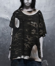 Devil Kim（デビルキム）の「【DEVIL KIM】LAYERED BURNT T-SHIRT / 【デビルキム】レイヤード迷彩ダメージ半袖Tシャツ（Tシャツ/カットソー）」