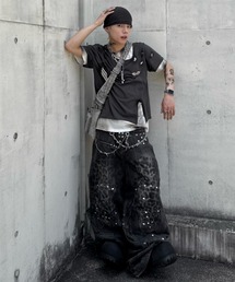 Devil Kim（デビルキム）の「【DEVIL KIM】LAYERED BURNT T-SHIRT / 【デビルキム】レイヤード迷彩ダメージ半袖Tシャツ（Tシャツ/カットソー）」
