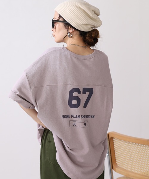 Arinomama(アリノママ)の「16s空紡糸天竺 220g/㎡ アンサンブルTシャツ 半端袖(Tシャツ/カットソー・レディース・ブラック/ライトパープル/ネイビー/アイボリー・FREE)」の4枚目の写真